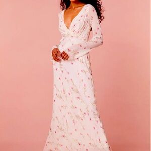 LoveShackFancy Dalila Dainty Floral Maxi Dress Size 8 Azalea Pink